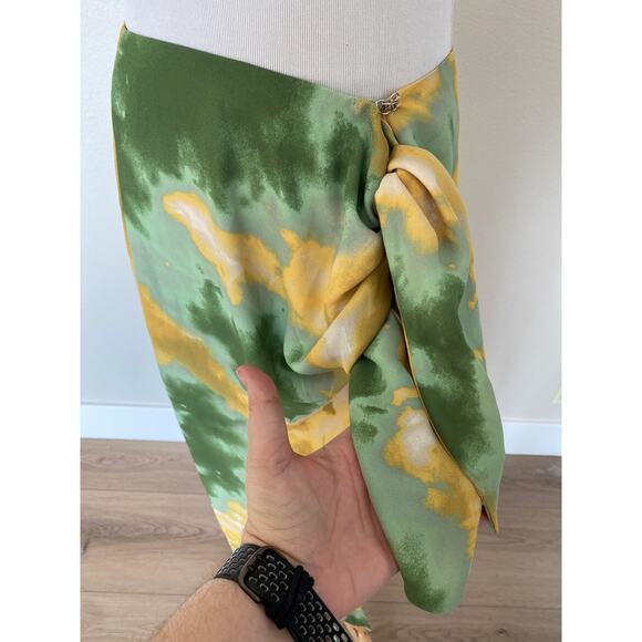 Toccin NY Midi Straight Skirt Side Tie Watercolor Factory Sample NWT Small - Picture 2 of 4